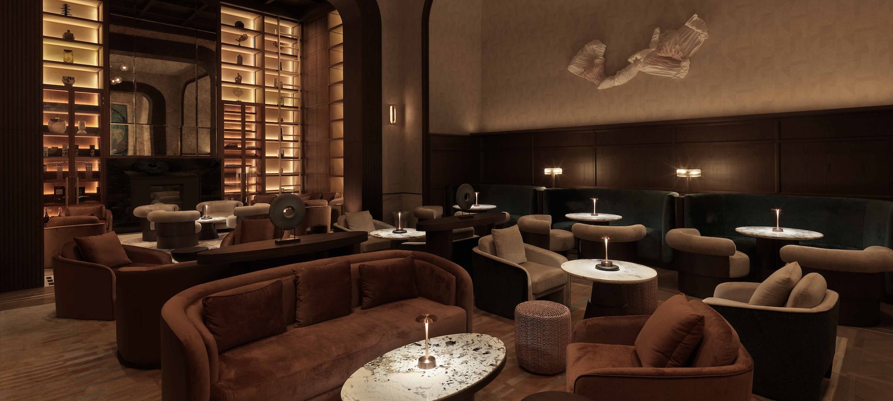 Interior and seating arrangement of The St. Regis Bar